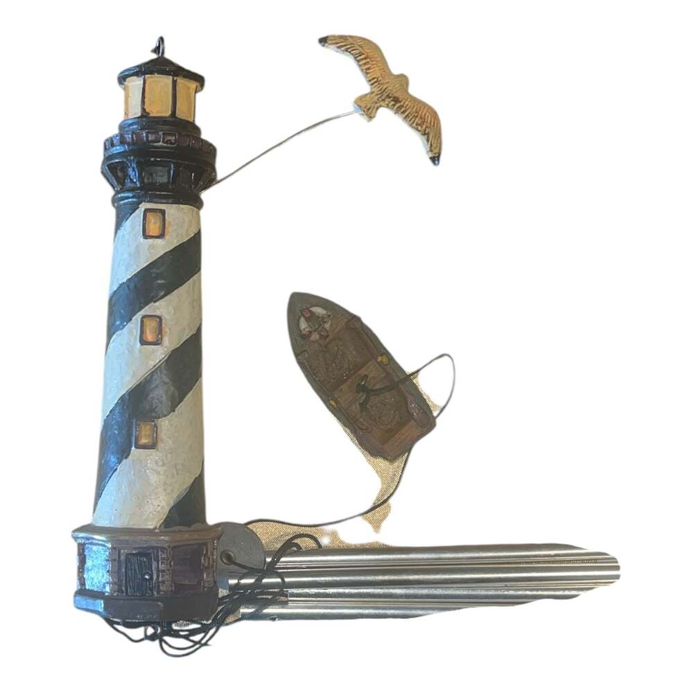 Maine Wind Chime With Lighthouse Seagulls And Boat